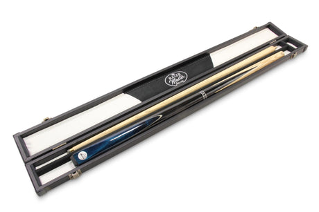 Baize Master Silver Series 52 Inch BLUE CONQUEST Snooker Pool 2pc Ash Cue Set with Baize Master Black Metal Badge Case - 9.5mm Baize Master