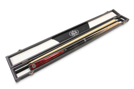 Baize Master Silver Series 52 Inch RED CONQUEST Snooker Pool 2pc Ash Cue Set with Baize Master Black Metal Badge Case - 9.5mm Baize Master