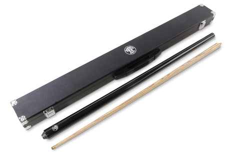 Jonny 8 Ball BLACK JET PRO PRECISION 57 Inch 8mm Tip English Pool Cue with Matching Ash Grain and Jonny 8 Ball BLACK REINFORCED Hard Case Jonny 8 Ball