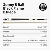 Jonny 8 Ball FLAME 58 Inch 2 Piece Snooker Pool Cue with Maple Shaft 11mm Tip