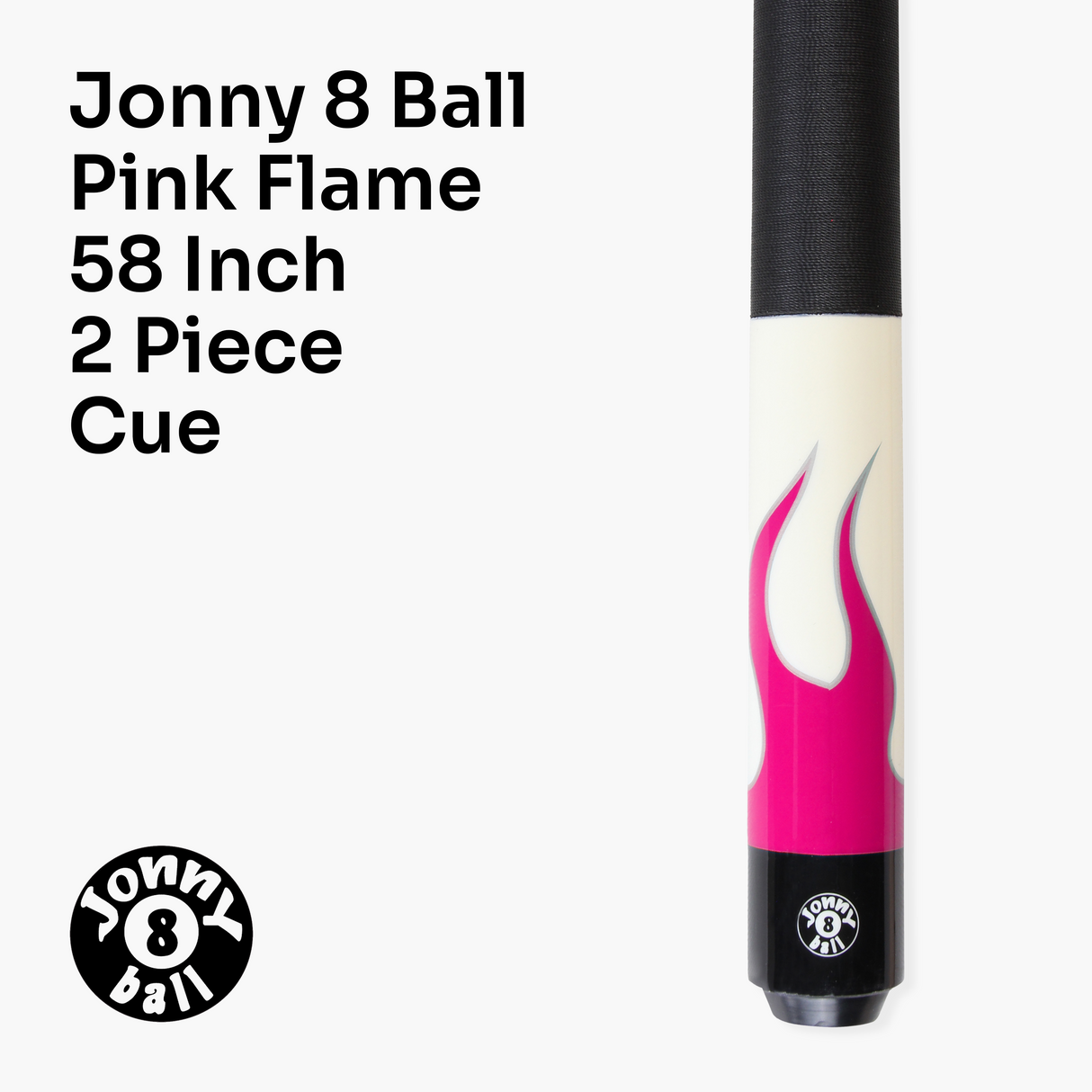 Jonny 8 Ball FLAME 58 Inch 2 Piece Snooker Pool Cue with Maple Shaft 11mm Tip