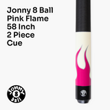 Jonny 8 Ball FLAME 58 Inch 2 Piece Snooker Pool Cue with Maple Shaft 11mm Tip