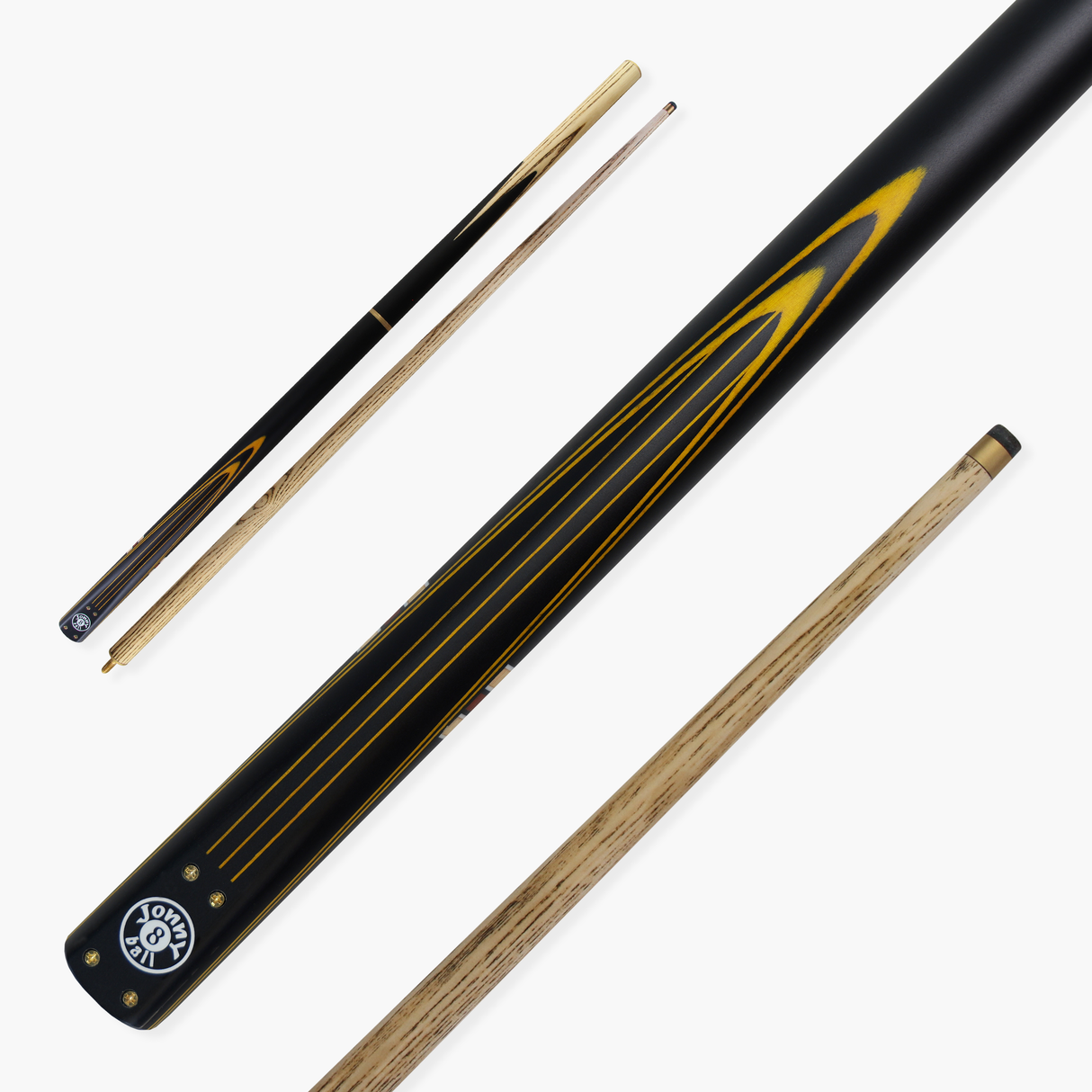 Jonny 8 Ball 57 Inch 3 Piece Length Adjustable Snooker Pool Cue 9mm Tip - Shorten to 44"