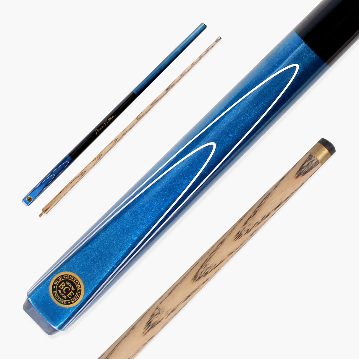 BCE Ronnie O`Sullivan MERLIN - Metallic 2pc Ash Pool Snooker Cue with Painted Black Grip