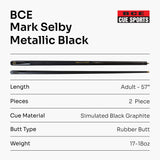 BCE Mark Selby 'Simulated Graphite Shaft' Snooker & Pool Cue - Metallic BLACK