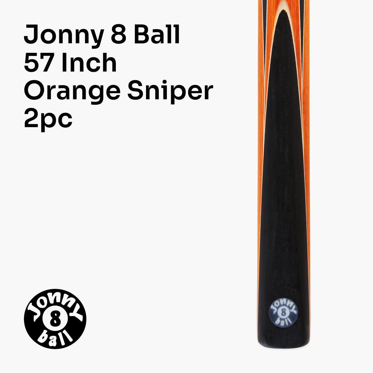 Jonny 8 Ball Sniper 57 Inch 2 Piece Pool Cue and Case Set 8mm Pro Tip With Black Hard Case