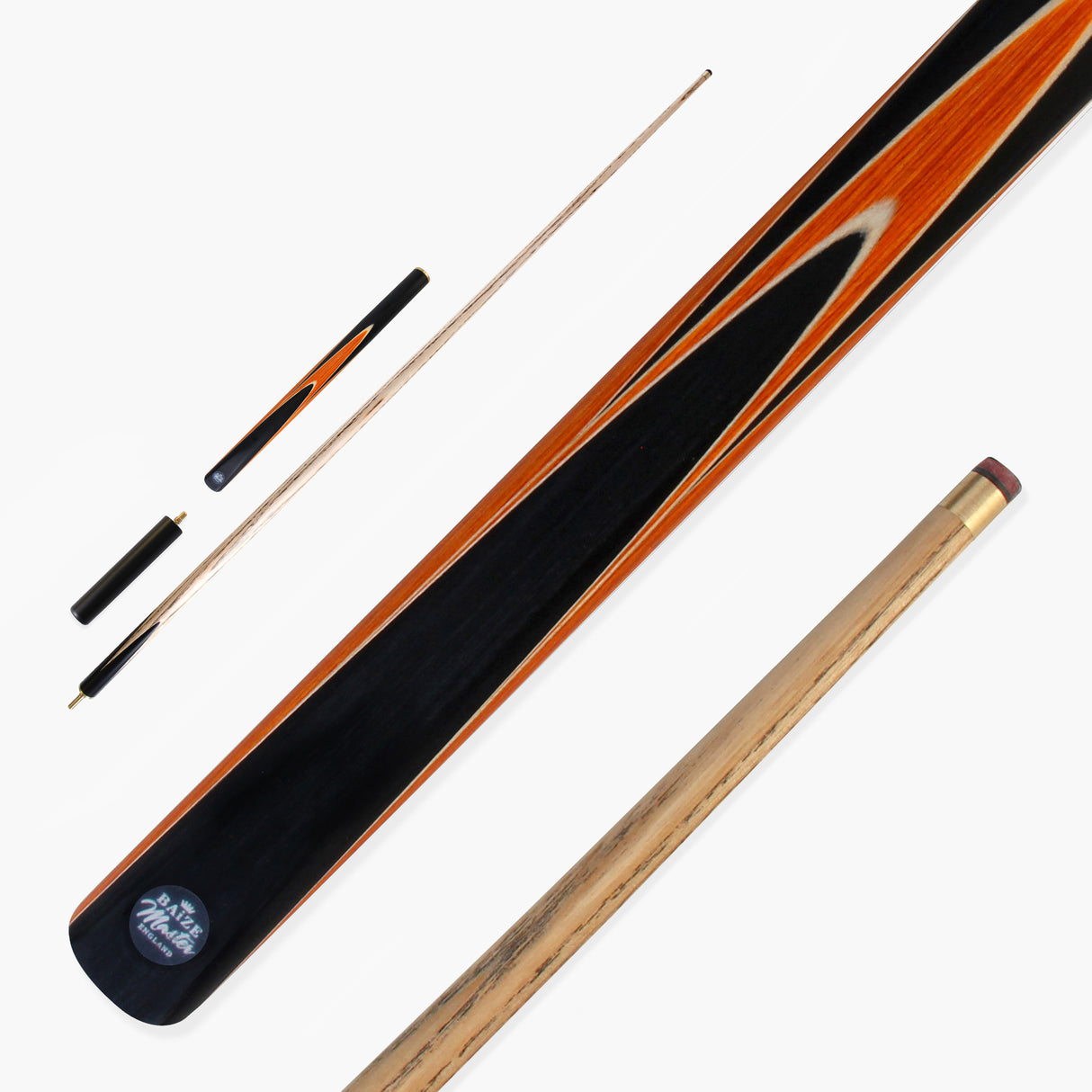Baize Master 3/4 CRUCIBLE Hand Spliced 57 Inch Ash Snooker Pool Cue with 9.5mm Tip + Mini Butt Extension