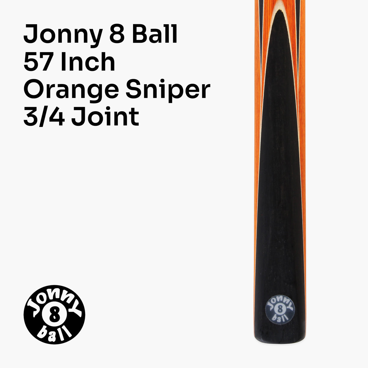 Jonny 8 Ball Sniper 3/4 Pool Cue and Case Set 8mm Tip with Black Hard Case + Mini Butt
