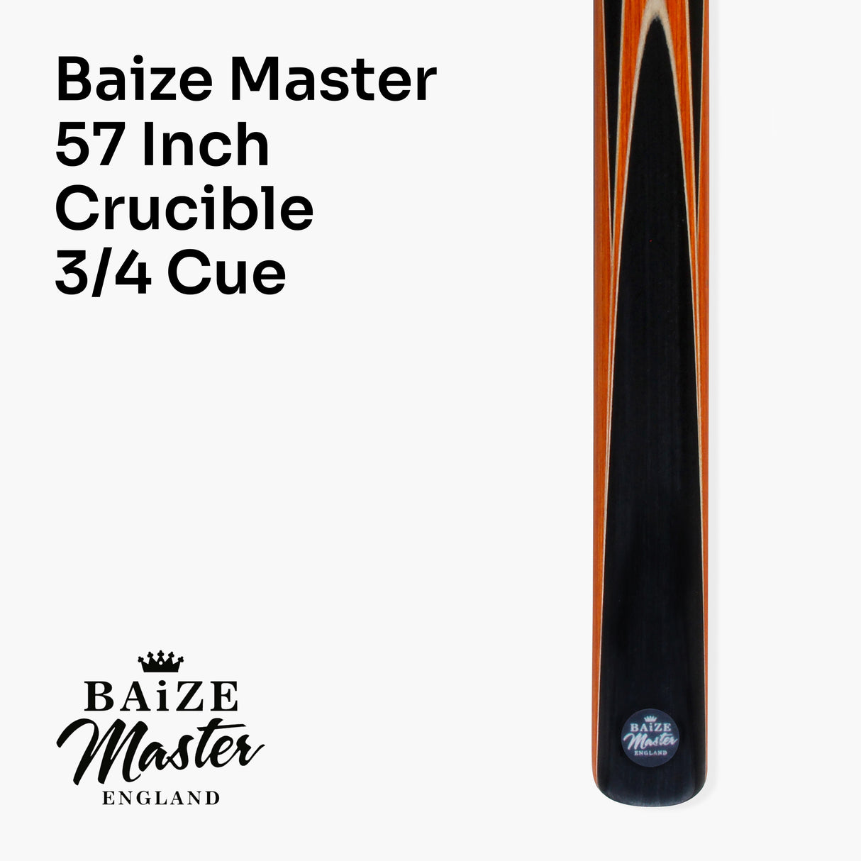 Baize Master Crucible 57 Inch 3/4 Jointed Snooker Pool Cue and Case Set 9.5mm Tip