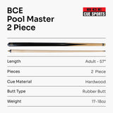 Riley Black DRAGON 8 BALL Ash 2 Piece Pool Snooker Cue - 9.5mm Tip