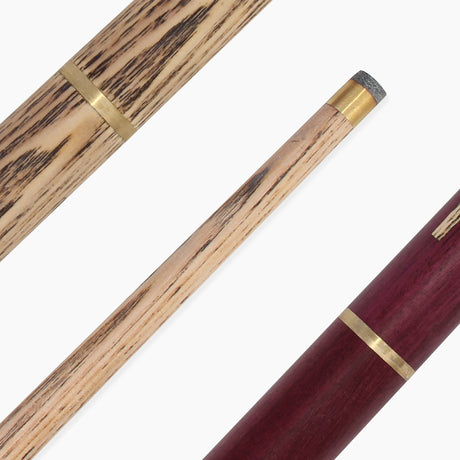 Baize Master PURPLE HEART 57 Inch 3 Piece Length Adjustable Double Joint Ash Snooker Pool Cue with 9.5mm Tip + Mini Butt - Shorten to 43 Inches