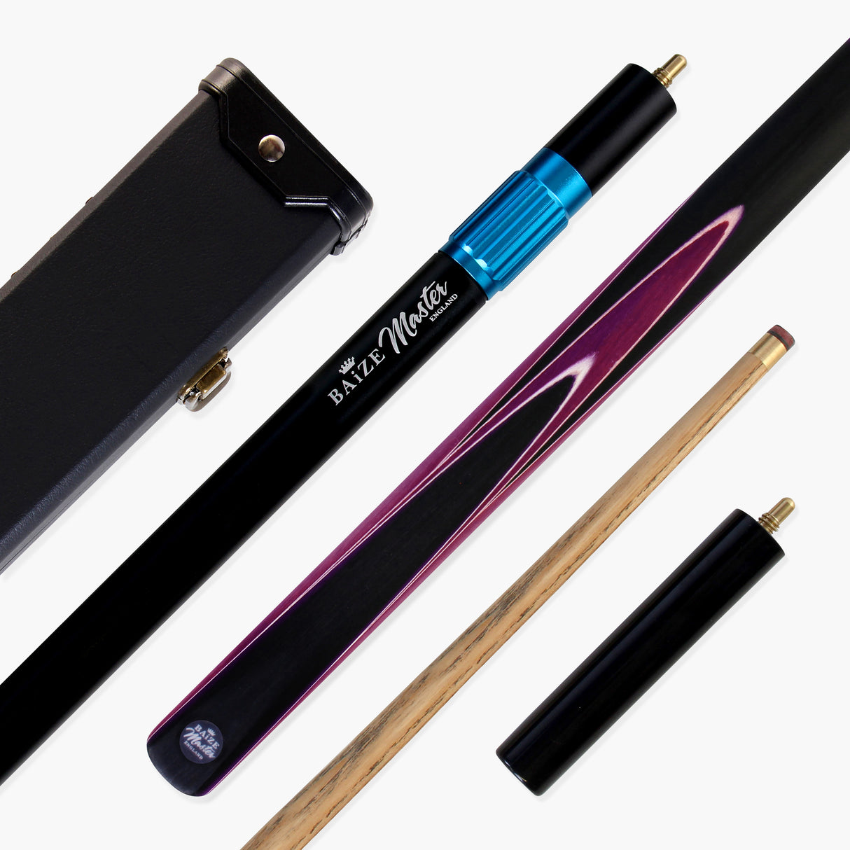 Baize Master Crucible 57 Inch 3/4 Jointed Snooker Pool Cue and Case Set 9.5mm Tip