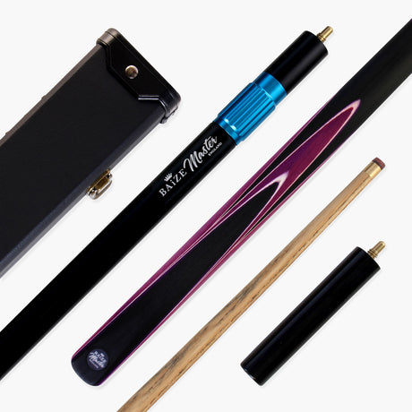 Baize Master Crucible 57 Inch 3/4 Jointed Snooker Pool Cue and Case Set 9.5mm Tip