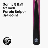 Jonny 8 Ball Sniper 3/4 Pool Cue and Case Set 8mm Tip with Black Hard Case + Mini Butt