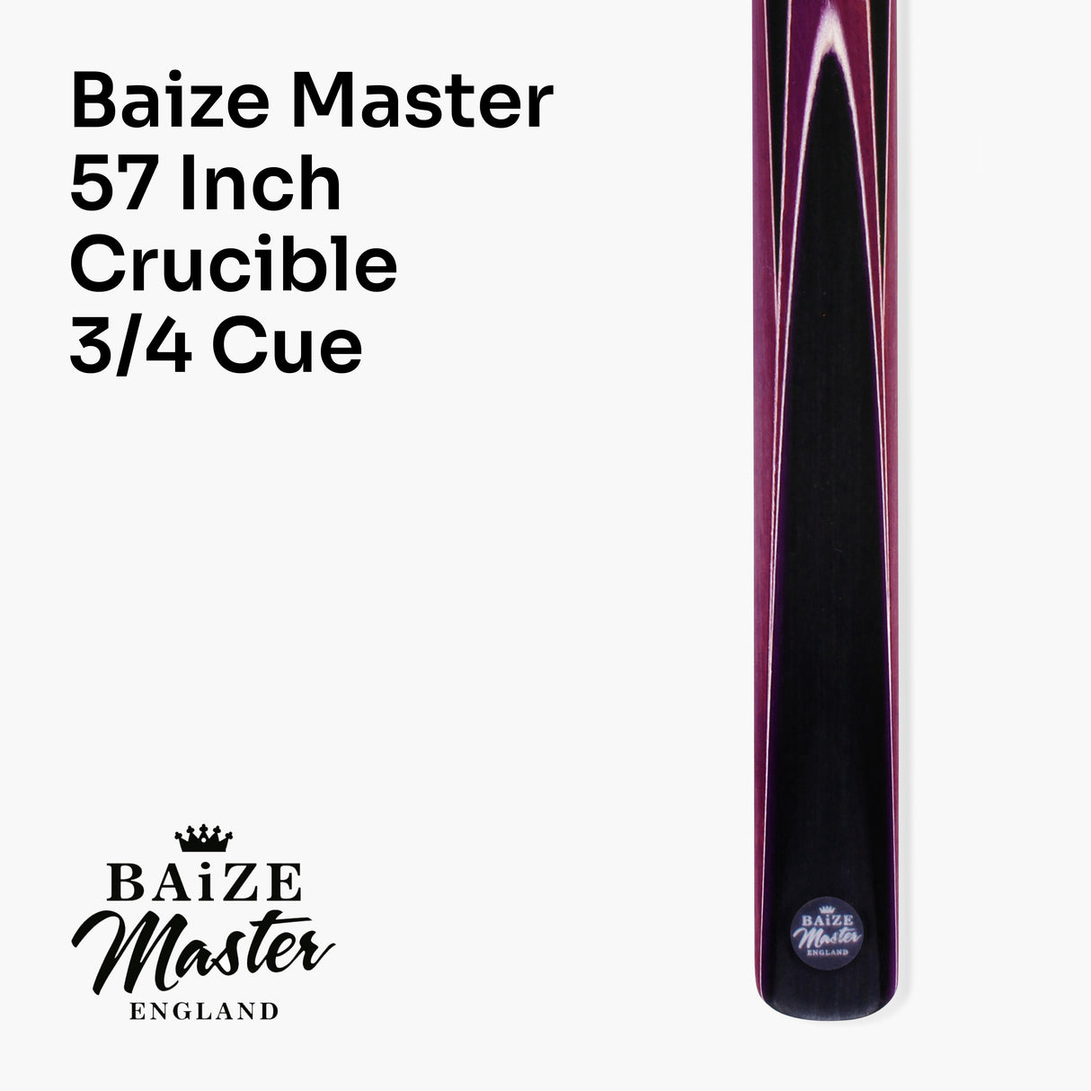 Baize Master Crucible 57 Inch 3/4 Jointed Snooker Pool Cue and Case Set 9.5mm Tip