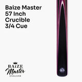 Baize Master Crucible 57 Inch 3/4 Jointed Snooker Pool Cue and Case Set 9.5mm Tip