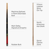 BCE MARK SELBY Signature Heritage 57 Inch 2 Piece Snooker Pool Cue 9.5mm Tip