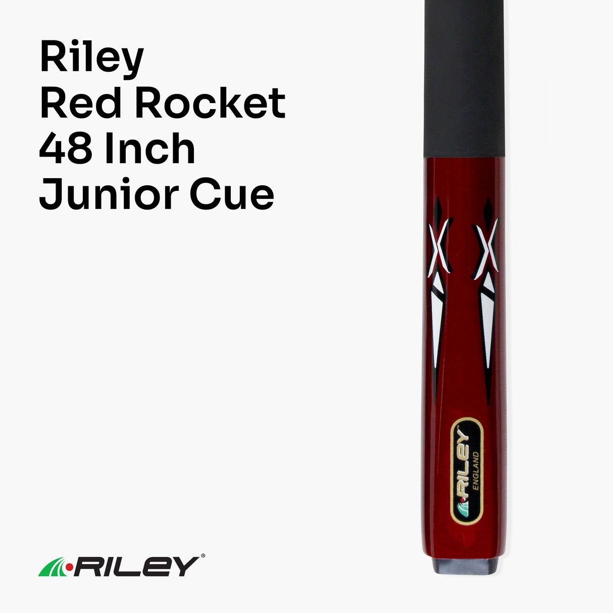 RILEY 48 Inch JUNIOR RED ROCKET 2pc Ash Pool Snooker Cue Ideal for Home & Kids