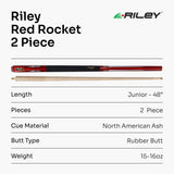 RILEY 48 Inch JUNIOR RED ROCKET 2pc Ash Pool Snooker Cue Ideal for Home & Kids