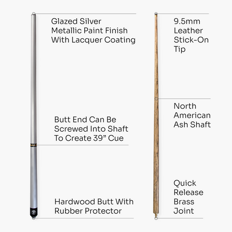 Jonny 8 Ball TRIAD 57 Inch 3 Piece Snooker Pool Cue 9.5mm Tip - Shorten to 39 Inch