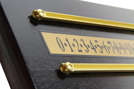 MAHOGANY Effect MDF Wooden Snooker Scoreboard for 2 Players with Brass Markers and Rails - 17.5 Inches Cue & Case