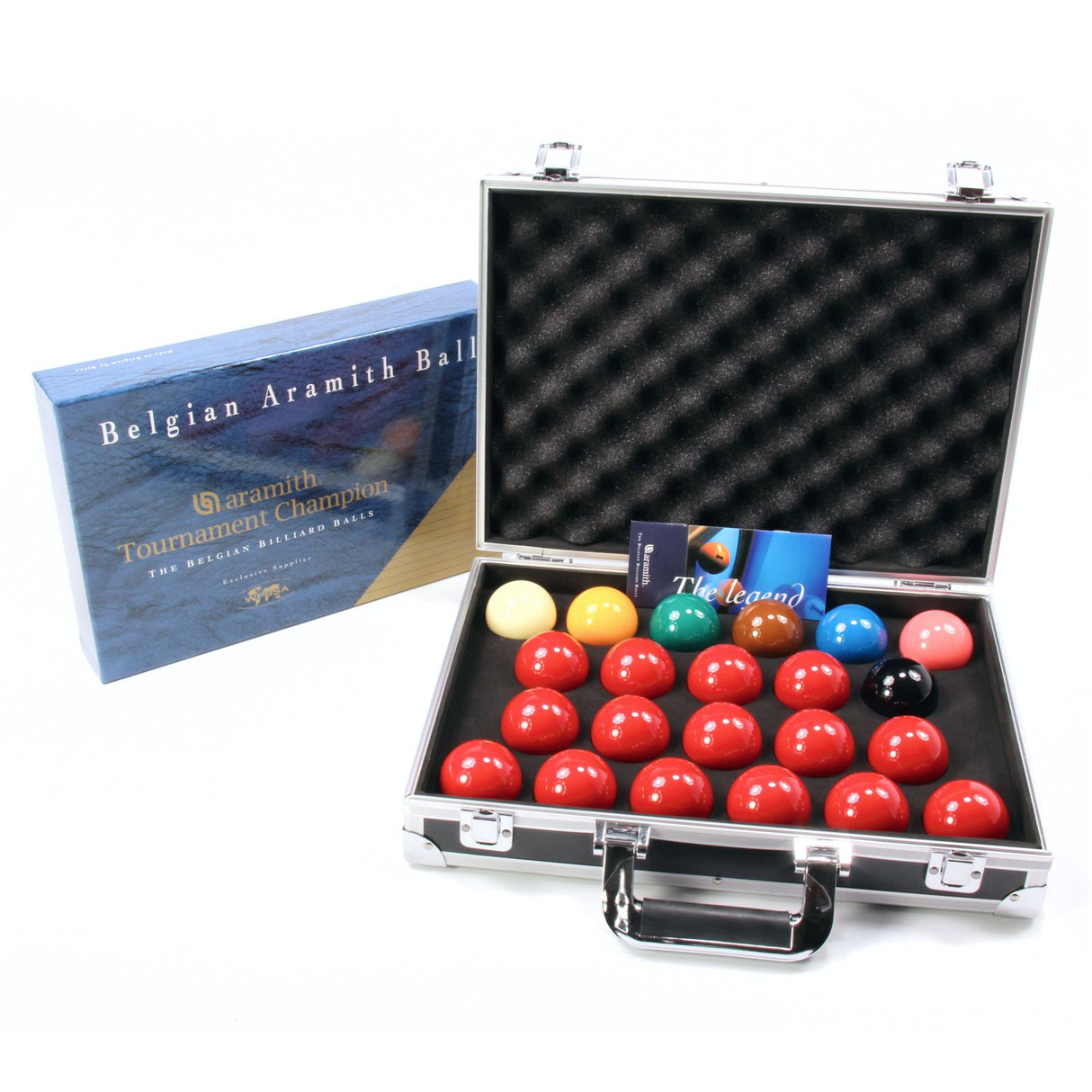 Aramith TOURNAMENT CHAMPION Snooker Ball Set & ALUMINIUM CARRY CASE