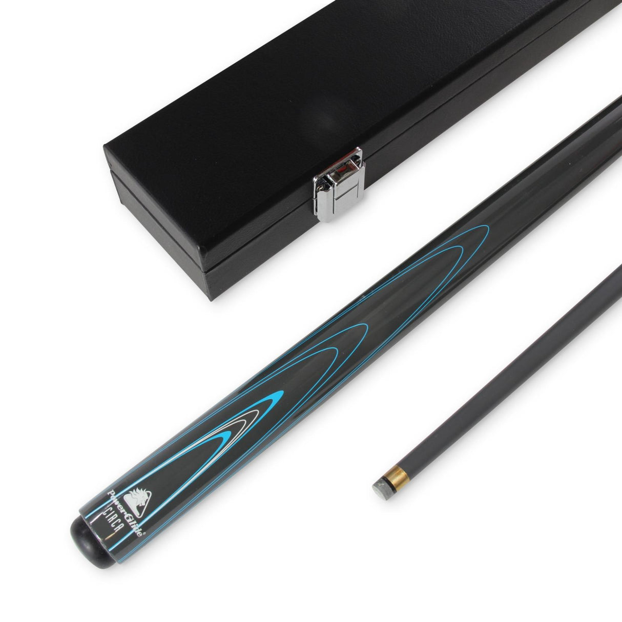 PowerGlide CIRCA 2pc Jointed 57 Inch Snooker Cue with BLACK ATTACHE HARD CASE & MIDI CUE TOWEL