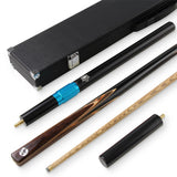 PRO147 TIGER 2pc Multi Splice Snooker Pool Cue Set with 3 SLOT Hard Case, LONG TELESCOPIC EXTENSION and Mini Butt 9.5mm Tip