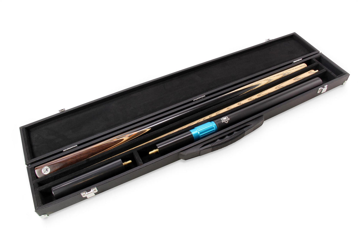 PRO147 TIGER 2pc Multi Splice Snooker Pool Cue Set with 3 SLOT Hard Case, LONG TELESCOPIC EXTENSION and Mini Butt 9.5mm Tip