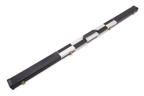 Deluxe 1 Piece 2 Slot CHEQUERED Cue Case with Plastic Ends and Chalk Compartment - Holds 2 Cues