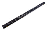Deluxe 1 Piece 2 Slot BLACK with CRAZY WHITE STITCH Cue Case with Plastic Ends and Chalk Compartment - All Black Interior