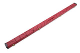 Deluxe 1 Piece 2 Slot BURGUNDY with CRAZY BLACK STITCH Cue Case with Plastic Ends and Chalk Compartment - Black and Burgundy Interior