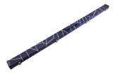 Deluxe 1 Piece 2 Slot NAVY with CRAZY WHITE STITCH Cue Case with Plastic Ends and Chalk Compartment - Black and Navy Interior