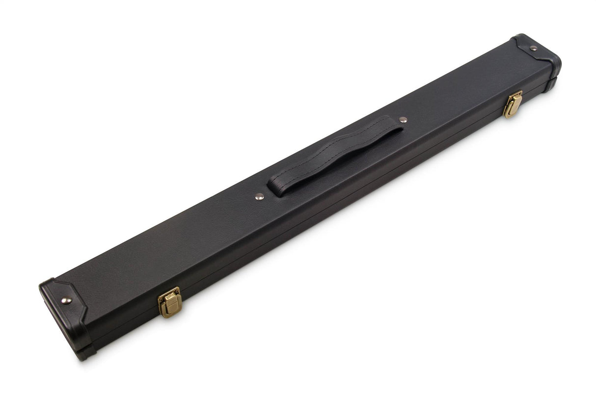 Deluxe MEDIUM Plain Black 2pc Hard Pool Cue Case for 48 Inch Junior Kids Snooker Cues with Plastic Ends