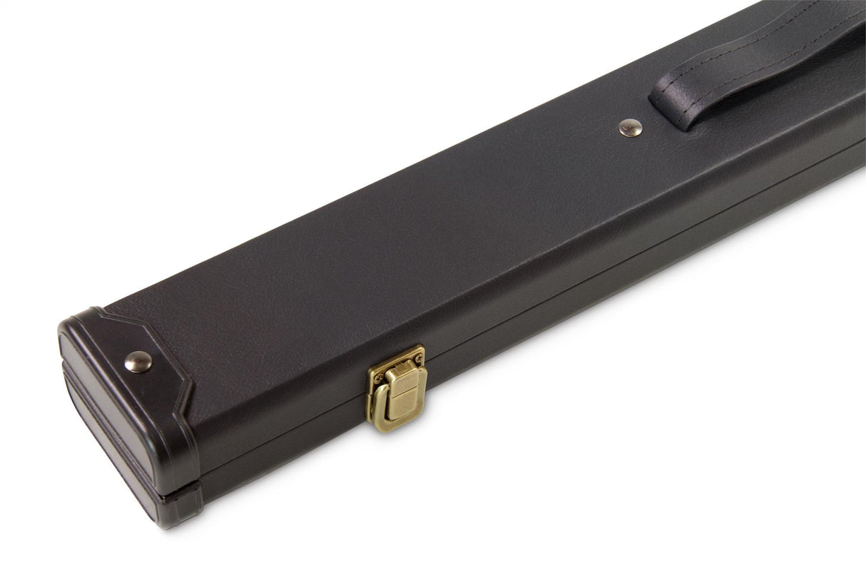 Deluxe MEDIUM Plain Black 2pc Hard Pool Cue Case for 48 Inch Junior Kids Snooker Cues with Plastic Ends