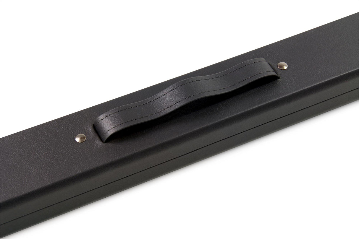 Deluxe MEDIUM Plain Black 2pc Hard Pool Cue Case for 48 Inch Junior Kids Snooker Cues with Plastic Ends