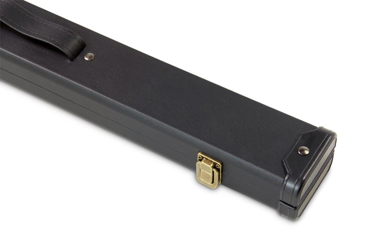 Deluxe MEDIUM Plain Black 2pc Hard Pool Cue Case for 48 Inch Junior Kids Snooker Cues with Plastic Ends