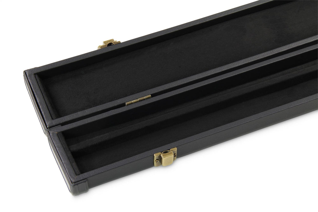 Deluxe MEDIUM Plain Black 2pc Hard Pool Cue Case for 48 Inch Junior Kids Snooker Cues with Plastic Ends