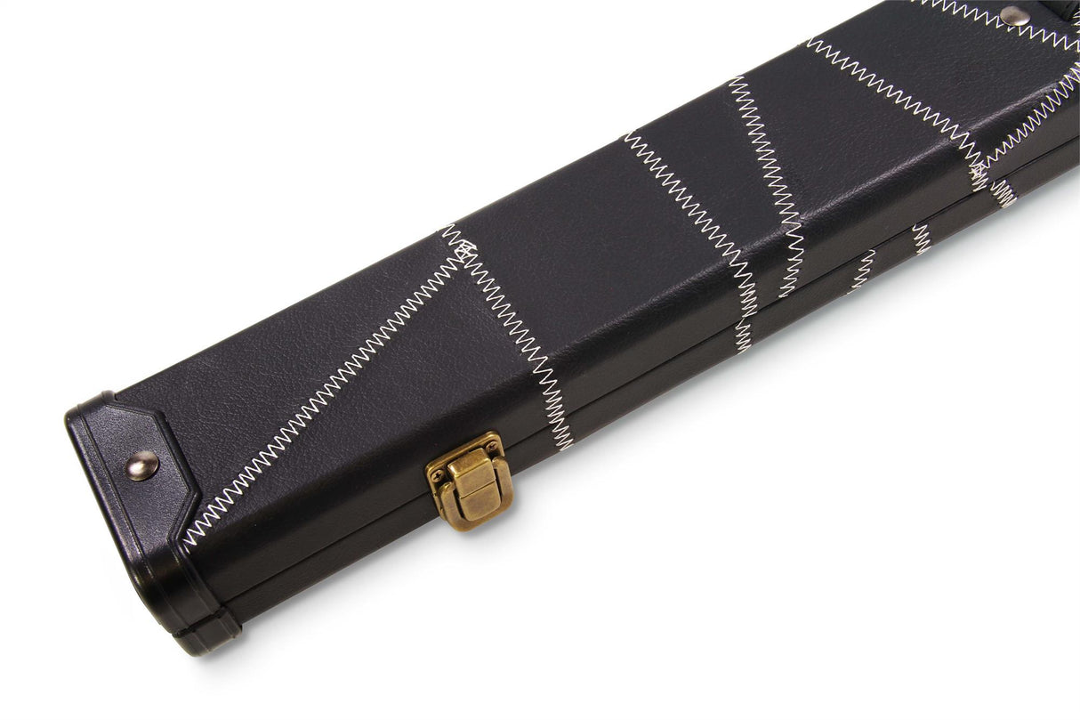 Baize Master WHITE STITCH 2pc Deluxe Snooker Pool Cue Case with Plastic Ends Black and Brown Interior