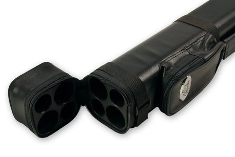 ALL BLACK Leather Patch Effect SQUARE Cue Case - Holds 2 Centre Jointed Cues Cue & Case