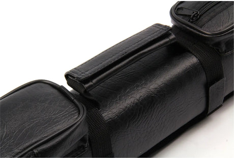 ALL BLACK Leather Patch Effect SQUARE Cue Case - Holds 2 Centre Jointed Cues Cue & Case