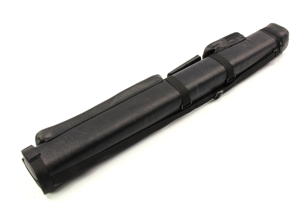 ALL BLACK Leather Patch Effect SQUARE Cue Case - Holds 2 Centre Jointed Cues
