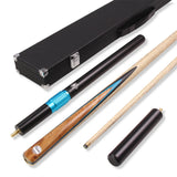 PRO147 CLASSIC SAPPHIRE FLARE P5/E 57 Inch Snooker Pool Cue Set 2pc Centre Joint Non-matching Ash Cue with PRO147 Long Telescopic Extension, Mini Butt and 3 Slot Case - 9.5mm Tip
