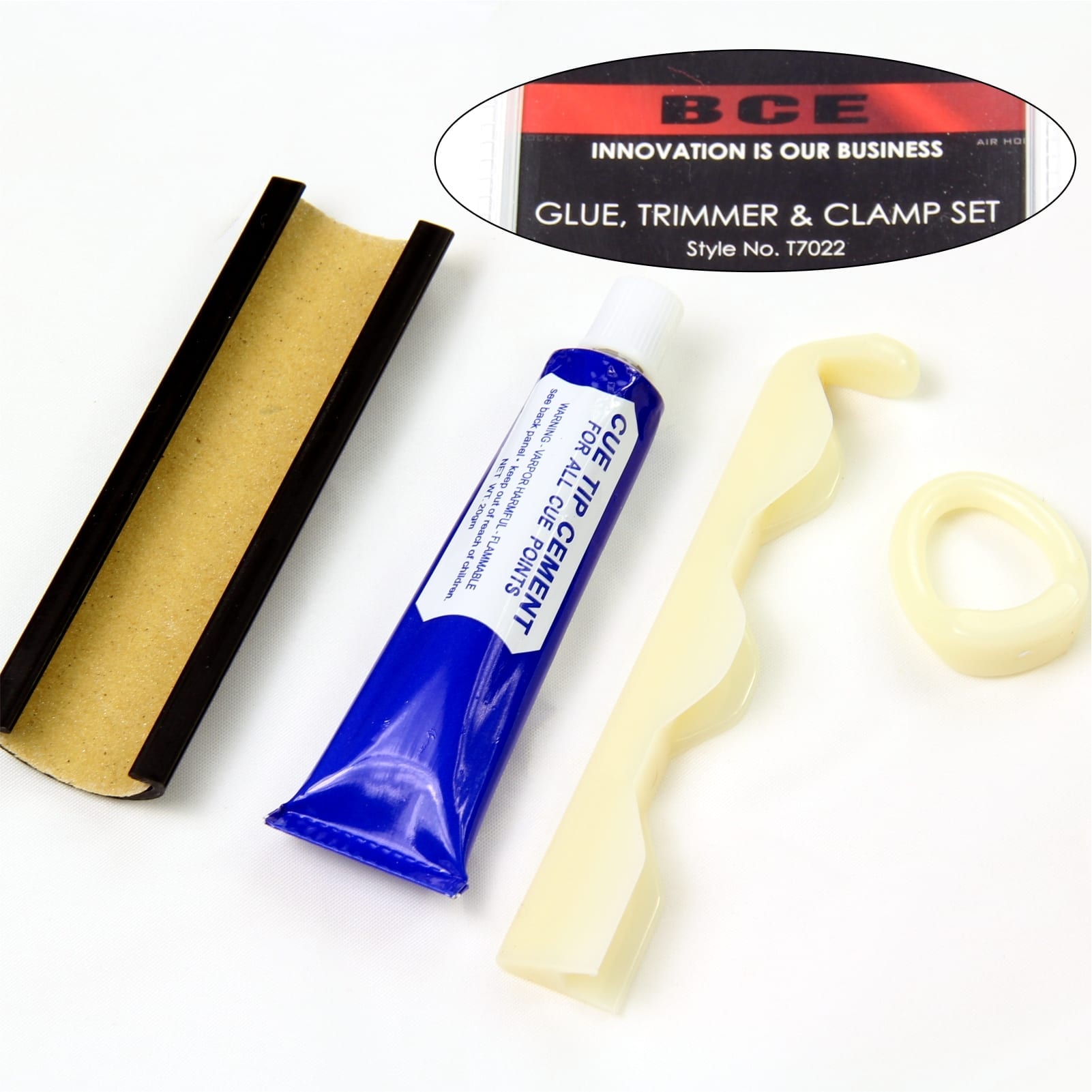 BCE Cue Tipping Kit Glue, Trimmer and Clamp for Pool and Snooker