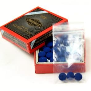 3 X 9mm Leather Blue Diamond Snooker Pool Cue Tips - Free Sandpaper