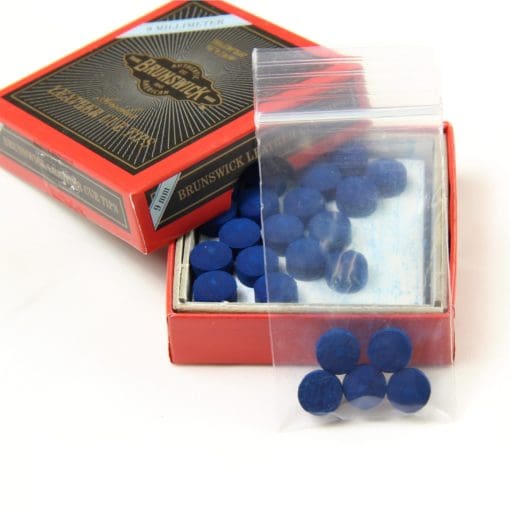 5 X 9mm Leather Blue Diamond Snooker Pool Cue Tips - Free Sandpaper