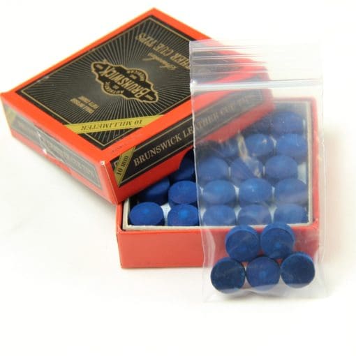 5 X 10mm Leather Blue Diamond Snooker Pool Cue Tips - Free Sandpaper