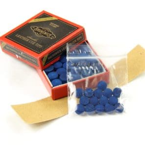 15 X 10mm Leather Blue Diamond Snooker Pool Cue Tips - Free Sandpaper