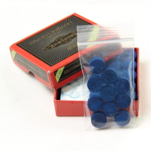 10 X 11mm Leather Blue Diamond Snooker Pool Cue Tips - Free Sandpaper