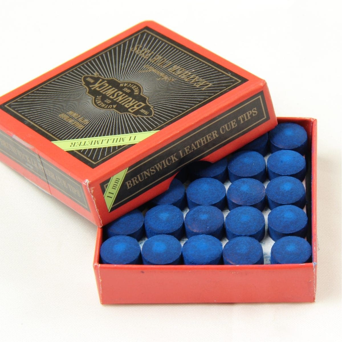 25 X 11mm Leather Blue Diamond Snooker Pool Cue Tips
